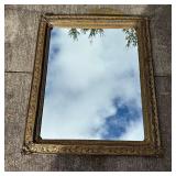 Large Antique Ornate Gilt Metal and Wood Wall Mirr