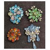 Vintage Rhinestone AB Crystal Fall Colors Blue Bro