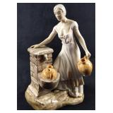 Vintage Ceramic Girl With Water Jugs Lladro Clone