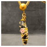 Murano Venetian Art Glass Lamp Work Black Floral G