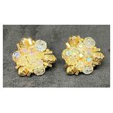 Signed Vintage Vendome Iridescent Clip On Earrings