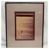 Framed Sepia-Tone Sailboat Photograph