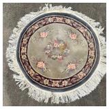 39" Round Oriental Rug in Tan W/ Flowers