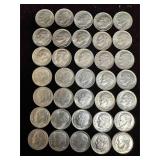 1964 Roosevelt Dimes Silver .900 Silver Coins Lot