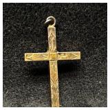 Mid-Century 1" Gold-Filled Cross Pendant