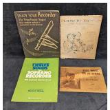 4 Vintage Paperback Recorder Sheet Music Books