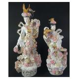 Pair of Japanese Geisha Girls Porcelain Sculptures
