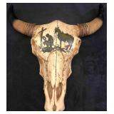 Resin Wall Sculpture Of Tooled Bull Skull