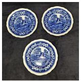 3 Retired Copeland Salad Plates Blue Spode Tower