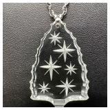 Gorham Cut Crystal Tree Etched Starburst Pendant o