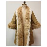 Leather with Shearling Trim Coat by Dan Di Modes