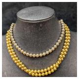 2 Vintage Unmarked Gold And Silver Tone Necklaces