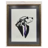 Lonely Dog Purple Tie Black Suit Jacket Giclee Fra