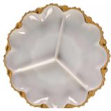 Vintage Milk Glass Serving Dish With God Trim