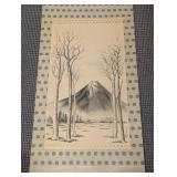 Vintage Japanese Kakejiku Mount Fuji Hanging Scrol