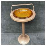 Mid-Century Modern Brown Metal Smoke Stand with Am