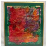 Framed Abstract Mixed Media Painting on Paper Bold