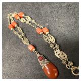 Germany Silver Plated Carnelian and Garnet Gemston