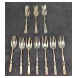 10 Vintage Silverplated Salad And Dinner Forks