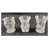 Three Clear Glass Pod Vases Or Toothpick Holders