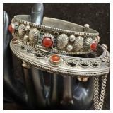 Sterling Silver 800 Carnelian Hinged Bracelet Bang