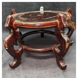 Chinese Wood Base For Vase Or Pot With Lacquered F