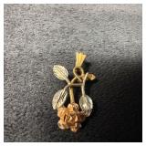 Flower Rose Floral Pendant 10K Gold Necklace Charm