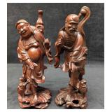Vintage Wooden Laughing Budai Buddha And Skinny Ma