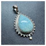 Sterling Silver Aventurine Teardrop Pendant