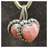 Rhodochrosite Heart Shaped Pink Gemstone Sterling