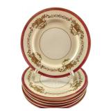 6 China Maroon Trim With Gold Inlay Salad Plates