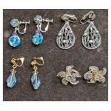 Vintage Unsigned Silver Tone And AB Crystal Clip O