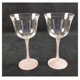 Eight Glass Clear Frosted Bell Shaped Wine Glasses
