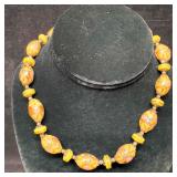 Murano Venetian Lamp Work Glass Yellow Cream Color