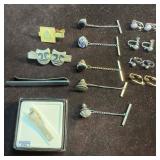 Collection of Vintage Tie Clip and Pin Set Lot of