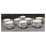 8 Vintage English Willow Blue Teacups