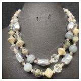 Vendome Clear Gray Silver Crystal Beaded Double St