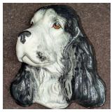English Sylvac Black White Spaniel Head Wall Plaqu