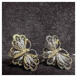 Sterling Silver 835 Filigree Butterfly Screw Back