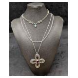 Vintage Unsigned Silver Tone Rhinestone Necklaces