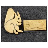 Vintage Hand Carved Bone Pins