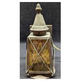 Vintage Metal And Amber Glass Wall Lamp With Cord