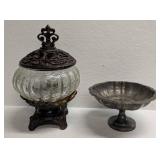 WM A Rogers Silver Plated Candy Dish And  Ribbed S