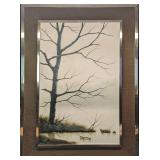 Framed Michael Hill Print On Panel Barren Tree