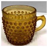 Amber Hobnail Glass Mug