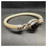 Sterling Onyx Clasp Mesh Tube Bracelet