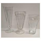 3 Vintage Coca-Cola Tall Beer Soda Fountain Glasse