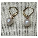 14k Gold Pearl Factory Dangle Earrings