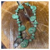 Venetian Murano Lamp Work Glass Green Bead Copper