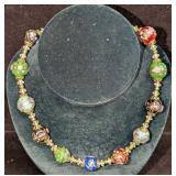 Vintage Italian Murano Art Glass Bead Necklace RTC